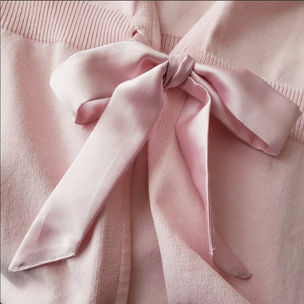 Lane Bryant 3/4 Sleeve Tie Up Pink Sweater - Picture 3 of 4
